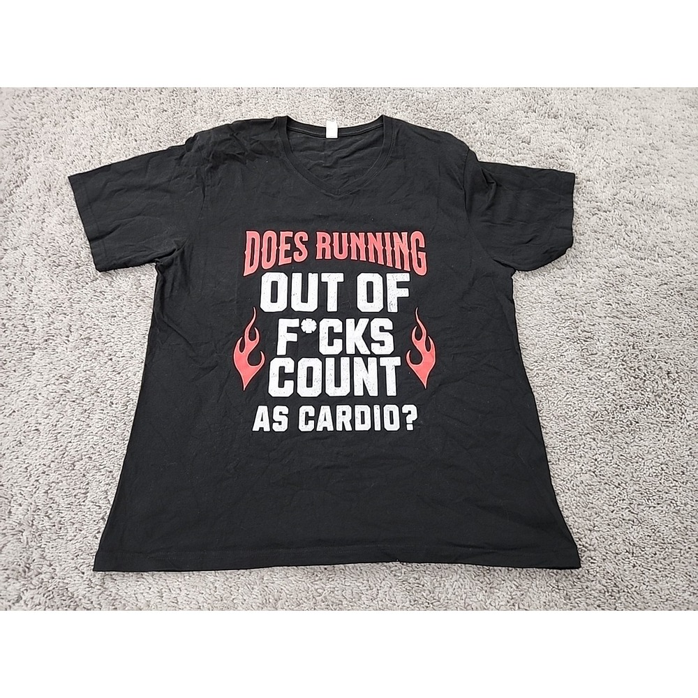 Novelty T Shirt Womens 3XL "Does Running Out of F*cks Count as Cardio?"